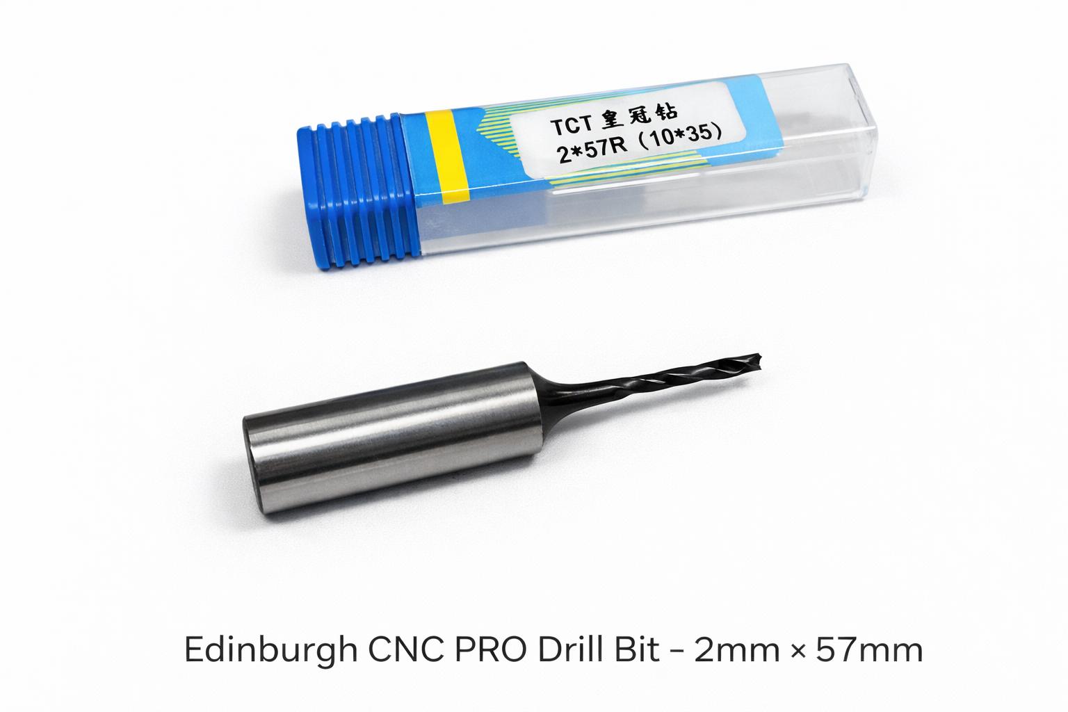 Edinburgh CNC PRO Drill Bit – 2mm × 57mm (10mm Shank)